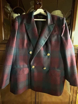 Chaqueta Blazer Giorgio Sant' Angelo Vintage Lana Cuadros Mujer Botones Dorados Talla 12 Foto 1 de 4