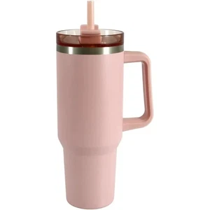 Mainstays 40 Unzen Edelstahl Becher mit Strohhalm und Griff. - Bild 1 von 5