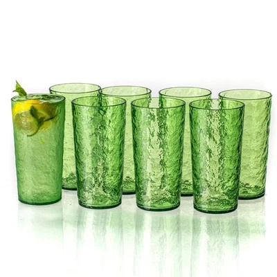 Vasos acrílicos de 18 oz para beber (juego de 8), diseño tallado en hielo irrompible Plas... Foto 1 de 4