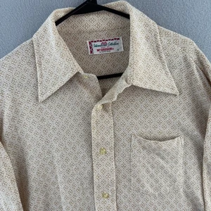 Vintage McGregor Shirt Mens XL 70s Poly Blend Button Up Disco Long Sleeve - Picture 1 of 15