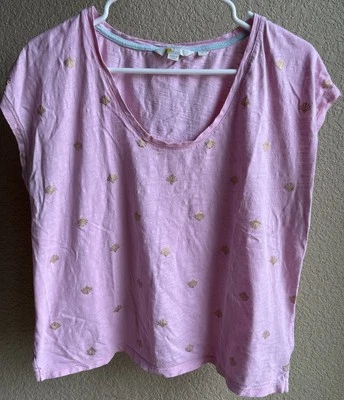 Camiseta Jersey BODEN Oro Rosa Lámina Estampado Azulejos Mujer’s Talla Mediana Foto 1 de 4