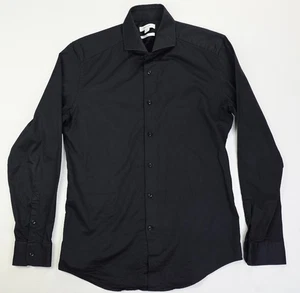 Reiss Slim Fit Size Medium Mens Black Cotton Spread Collar Long Sleeve Shirt - Picture 1 of 11