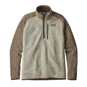 Patagonia Men's Better Sweater 1/4 Quarter Zip in Bleached Stone w/ Pale Khaki - Picture 1 of 8