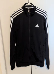 Adidas Essentials 3 Stripes Track Jacket Mens Size M Black Brand New Full Zip - Picture 1 of 15