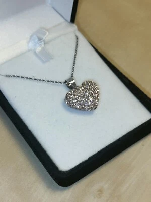 Collana con Ciondolo Cuore Argento 925 Strass Oro - Immagine 1 di 4