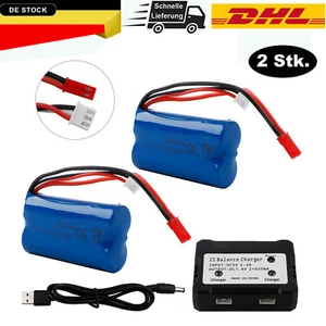 2 x 1500mAh Batterie 7,4V Akku JST mit Ladegerät für HUANQI RC Hubschrauber Boot - Bild 1 von 10