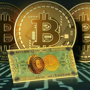 Bitcoin 1 BTC Gold Foil Banknote - Crypto Currency Blockchain Ledger New - Picture 1 of 7