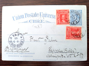 Chile P. Card Stationanary 2 +2+2cts 1908 from GATICO to Germany with receptios