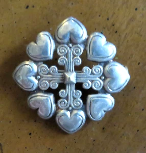 vintage KELT PIN BROOCH Hearts and Celtic design FRANCE - Picture 1 of 4