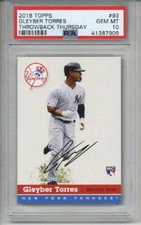 2018 TOPPS THROWBACK THURSDAY #93 GLEYBER TORRES ROOKIE RC CARD YANKEES PSA 10