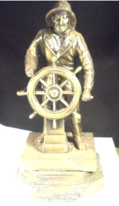 Vintage Brass Sea Captain At The Wheel  ~9.25" tall.  Please Read - Picture 1 of 1