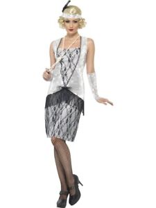 Smiffys Flapper Costume, Silver (Size S)