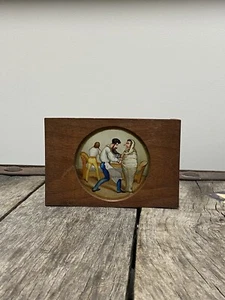 1800’s Antique Reverse On Glass Painting Hinterglasmalerei Russian Bath Humorous - Picture 1 of 3