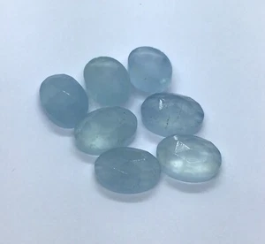 Ovaler loser Edelstein Rosenschliff AAA Aquamarin natürlicher flacher Rücken zur Schmuckherstellung - Bild 1 von 23