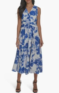 Calvin Klein Floral Knot Front Gauze Midi Dress size 10 - Picture 1 of 4