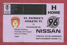 Orig.Ticket  Europa League 12/13  St.PATRICK`s ATHLETIC - HANNOVER 96  !! SELTEN