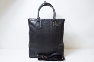 Kiwami Coach Heritage Web Leather Business Tote 2Way Briefcase F71170 Black Docu