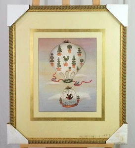 R. Churchill para Soicher Marin Obra de Arte Enmarcada Dorada Pájaro Cantor con Topiarios - Imagen 1 de 9