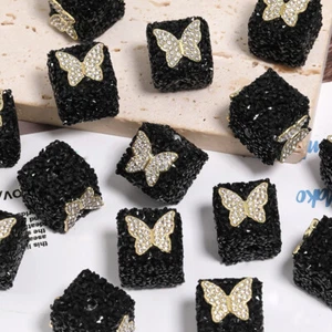 UK 5pcs Square Rhinestone Loose Beads for Beabable Pen Jewelry Pendant Accessory - Picture 1 of 14