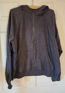 Felpa donna Member Mark mezza zip a costine tasca canguro grigio taglia XXL - Foto 1 di 9