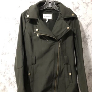 Bcbgeneration Asymmetric Hooded Jacket Womens Size Small Green Gold Buttons - Picture 1 of 17