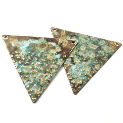 8ps Triangle large metal connector Brass blank DIY Boho Jewelry findings 661 - Image 1 of 4