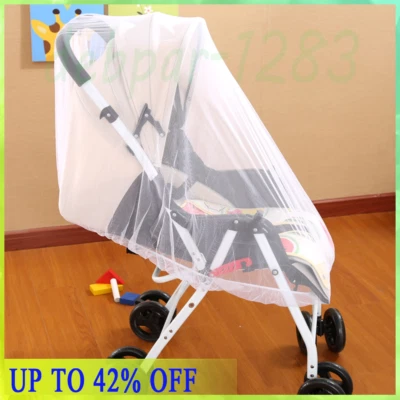 White Elastic Mosquito Net Baby Infant Strollers Insect Shield Travel Cot Mesh - Image 1 of 4