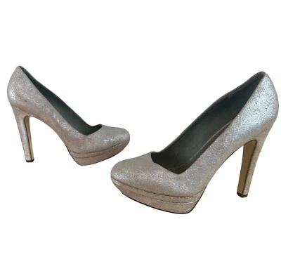 DIESEL Womens High Heels Sparkle Metallic Pink Slip On Career Pump Shoes US 7 38 - Image 1 of 4