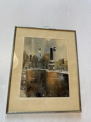 Acuarela Lenningrado rusa soviética de colección posible artista Roginov fecha 1989 Foto 1 de 4