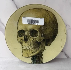 "Plato de calavera John Derian 8"" vidrio decoupage hecho a mano decoración de arte anatómico de Nueva York" - Imagen 1 de 3