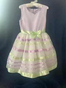 Bonnie Jean Girl's Lavender,Green & White Ribbon Party Dress Sz. 8 NWOT - Picture 1 of 3
