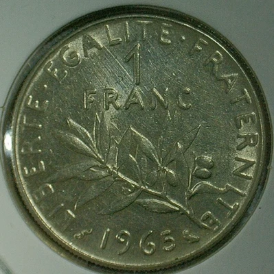 VENDA MUNDIAL DE MOEDAS--1965 FRANÇA 1 FRANCO--MOEDA DE COMPOSIÇÃO DE NÍQUEL KM# 925 - Imagem 1 de 3