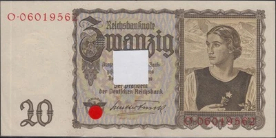Banknote Deutsches Reich, 20 Reichsmark Tiroler Schein, Ro. Nr. 178 "O 06019562" - Imagem 1 de 3