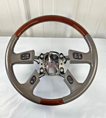for 03-06 Cadillac Escalade Steering Wheel W/Controls Rare OE Neutral Woodgrain - image 1 of 4