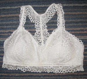 MAURICES Lace Stretch Racerback White Bralette Padded; Pullover; Size Large - Picture 1 of 9
