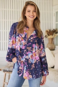 JAASE - Eliza Blouse: Frill Collar Button Down Lace Detailed Blouse in Wild W... - Picture 1 of 9