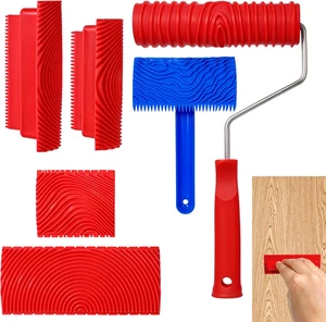 Wood Grain Tool Set Fake Grain Roller Painting Tool 6Pcs 7" Rubber Pattern Tool - Picture 1 of 11