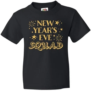 Inktastic New Year's Eve Squad With Stars In Gold Youth T-Shirt Happy Celebrate - Picture 1 of 3