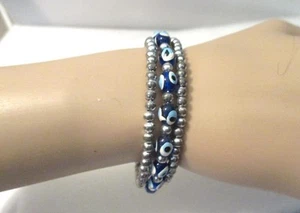 Brazalete envolvente azul blanco tono plata talla única - Imagen 1 de 4