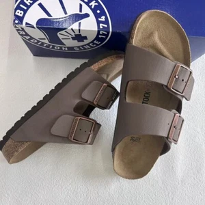 NEW Birkenstock Arizona Mocha Birkibuc Unisex Sandals Narrow 37-41+Wide 42-45 - Picture 1 of 14