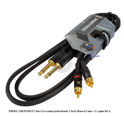 PROEL CHLP310LU3 3mt Cavo audio professionale 2 Jack Mono 6,3 mm > 2 x spina RCA - Immagine 1 di 2