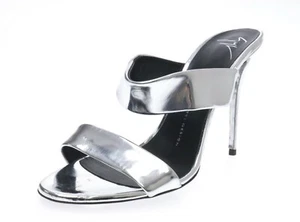 Giuseppe Zanotti Womens Silver Metallic Strappy Slides High Heel Sandal Size 39 - Picture 1 of 7