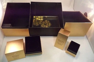 Lot of 3 Gold Black Color Make Up Jewelry Boxes Tray Storage Canister Container - Picture 1 of 9