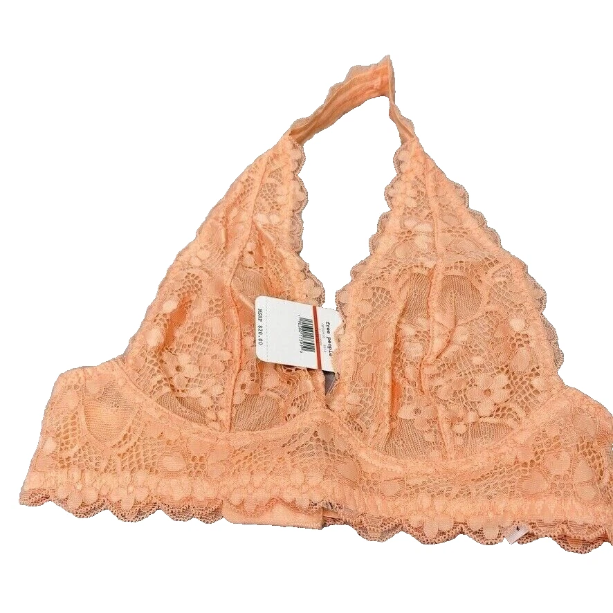 People Galloon Lace Halter Bralette LT Orange Size XS Ob590926