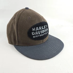 Harley Davidson Hat Mens Fitted Large 7 3/8 Brown Black New Era 59FIFTY Biker - Picture 1 of 12