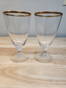 Vintage Fostoria Glod Rimmed Iced Tea Glasses - Picture 1 of 7