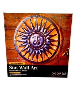 Solar-Powered Sun Wall Art LED Outdoor Garden Decoration 40cm Bronze Effect - Picture 1 of 10