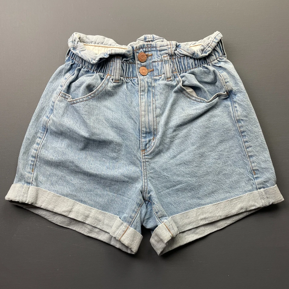 Pantalones Cortos Vaqueros Garage Niñas Talla 3 Bolsa de Papel Cintura Alta Puños Azul Jean De Colección Foto 1 de 4