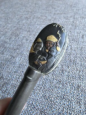 Yatate japonés finamente antiguo hecho de accesorios de espada Fuchi y Kashira Foto 1 de 4