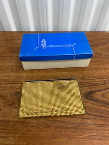 Vintage Whiting & Davis Gold Mesh Zip Purse Wallet W/ Box - Picture 1 of 5